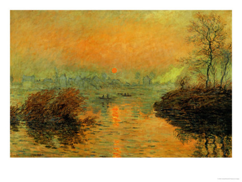 Setting Sun On The Seine At Lavacourt, Effect Of Winter, 1880-Claude Monet Painting